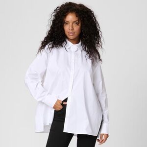 NWT KAFFE KAmira White Shirt Size M Rosette Detail Button Down Cotton Classic